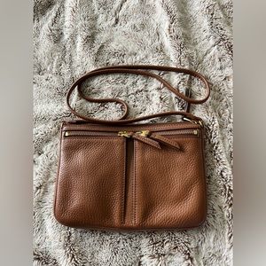 Fossil Elise Brown Pebble Crossbody Bag